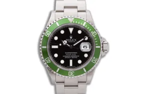 2006 Unpolished Rolex 16610LV Green Anniversary Submariner with Box, Hangtag, Card, & Booklets