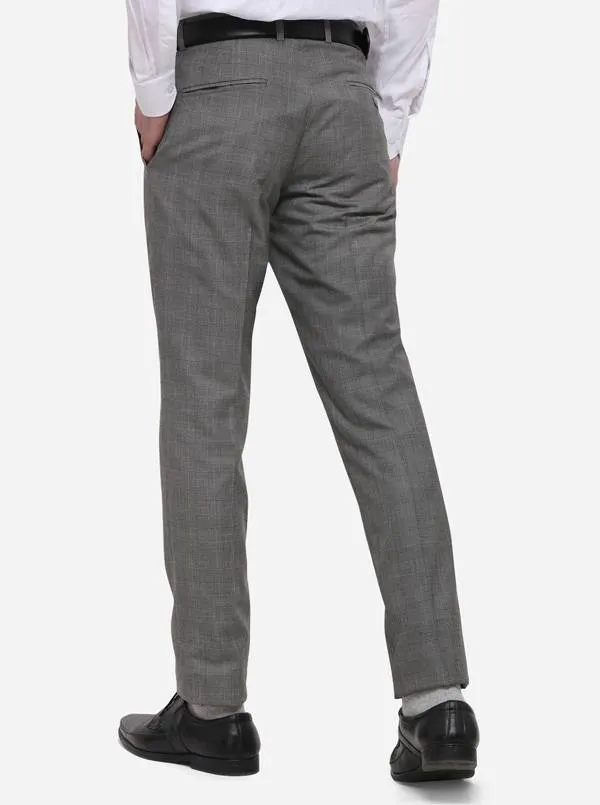 Ash Grey Checked Super Slim Fit Formal Trouser | Greenfibre