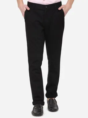 Black Solid Super Slim Fit Casual Trouser | Greenfibre