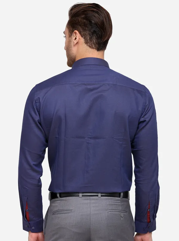 Blue Solid Slim Fit Party Wear Shirt | Greenfibre