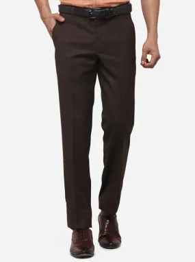 Brown Slim Fit Solid Formal Trouser | JadeBlue