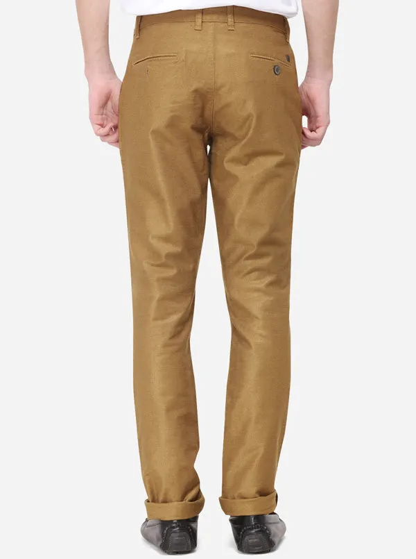 Dark Khaki Solid Uno Fit Casual Trouser | JadeBlue