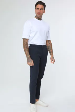 DEAKIN Cotton Linen Seersucker Trouser Navy