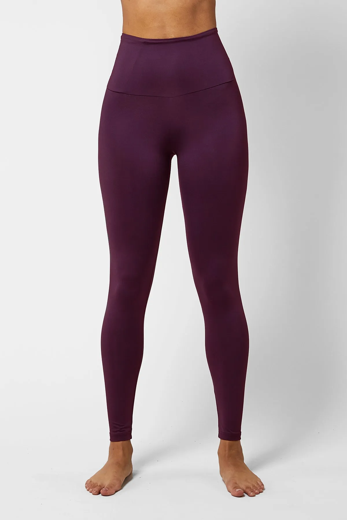 Extra Strong Compression Tummy Control Sport Running Leggings Burgundy