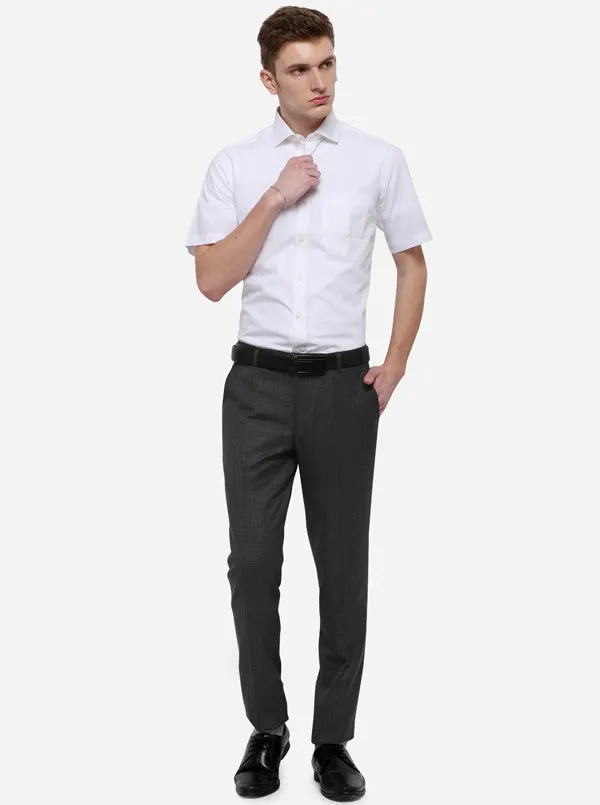 Grey & Black Checked Super Slim Fit Formal Trouser | JadeBlue