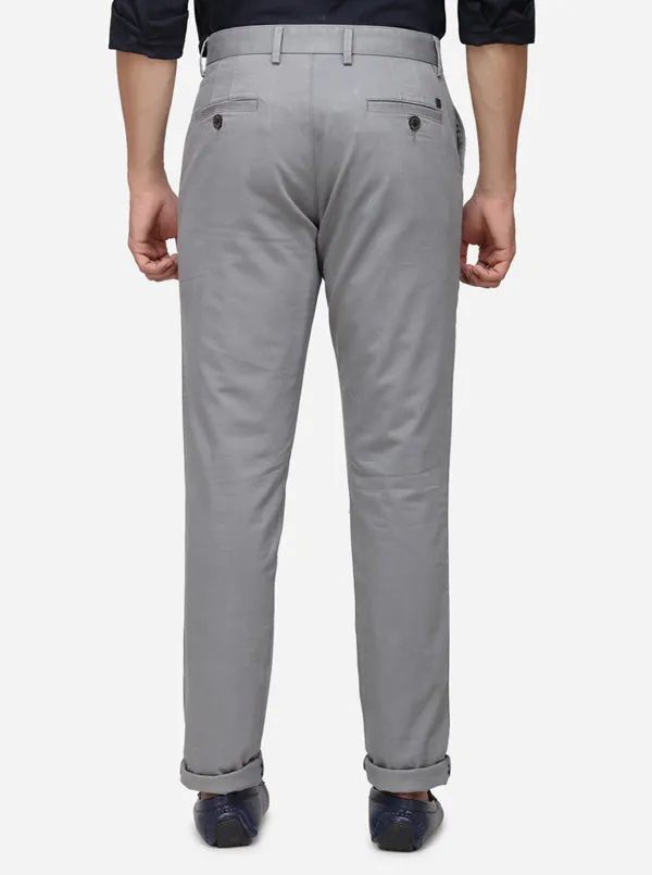 Light Grey Solid Uno Fit Casual Trouser | JadeBlue