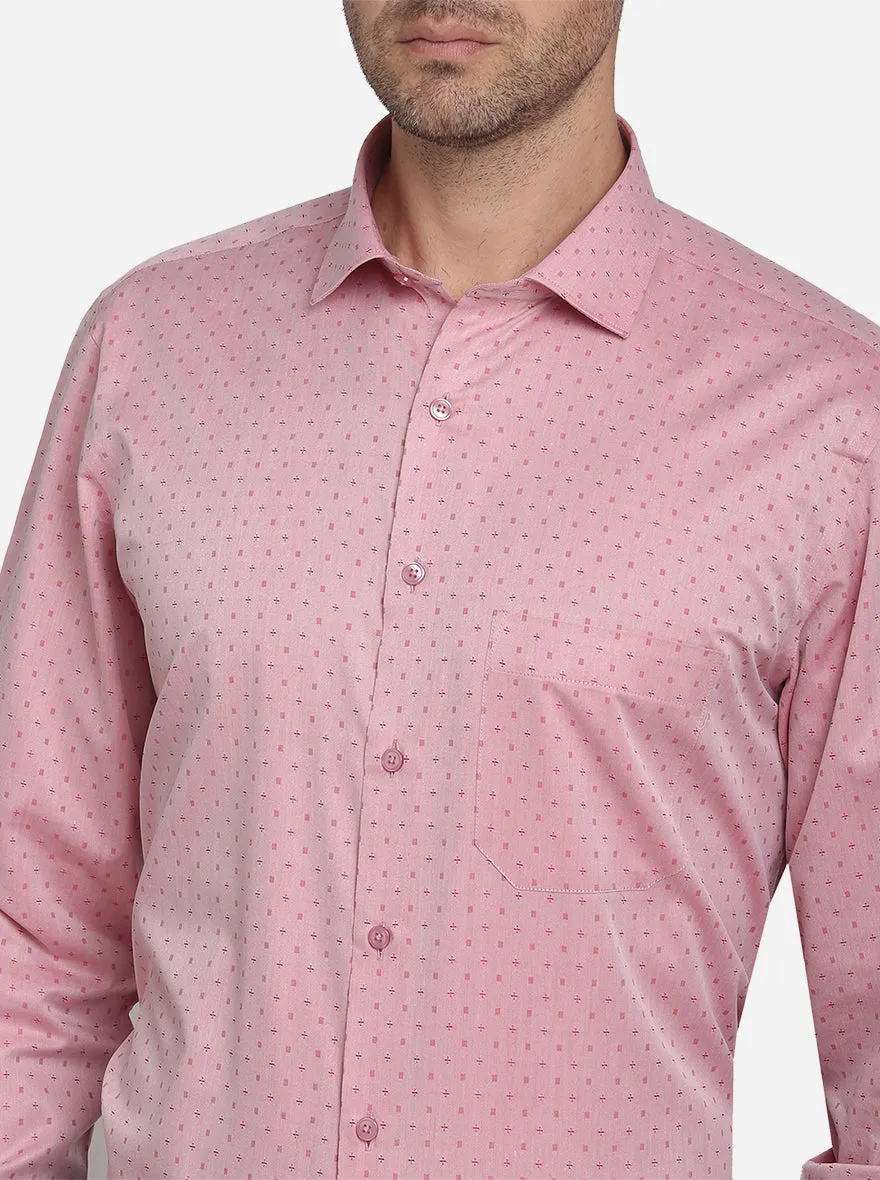 Light Pink Dobby Regular Fit Formal Shirt  | Greenfibre