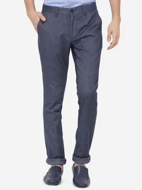 Ombre Blue Solid Super Slim Fit Casual Trouser | Greenfibre