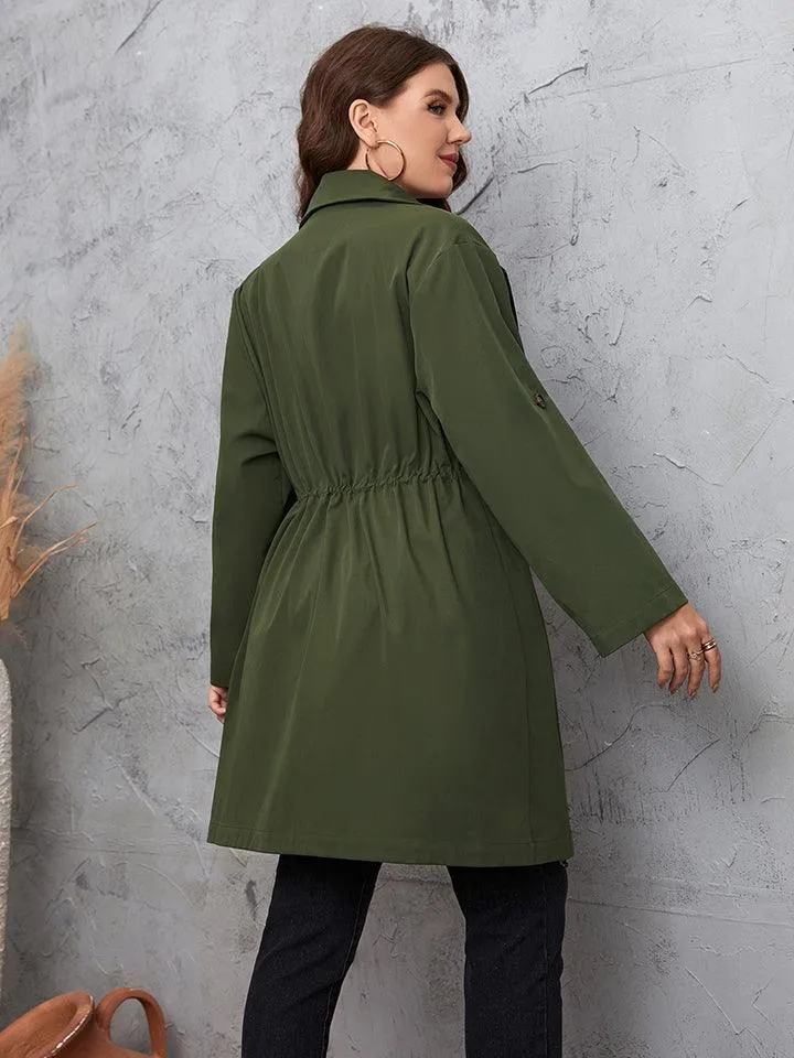 Plus Size Collar Sleeve Trench Coat