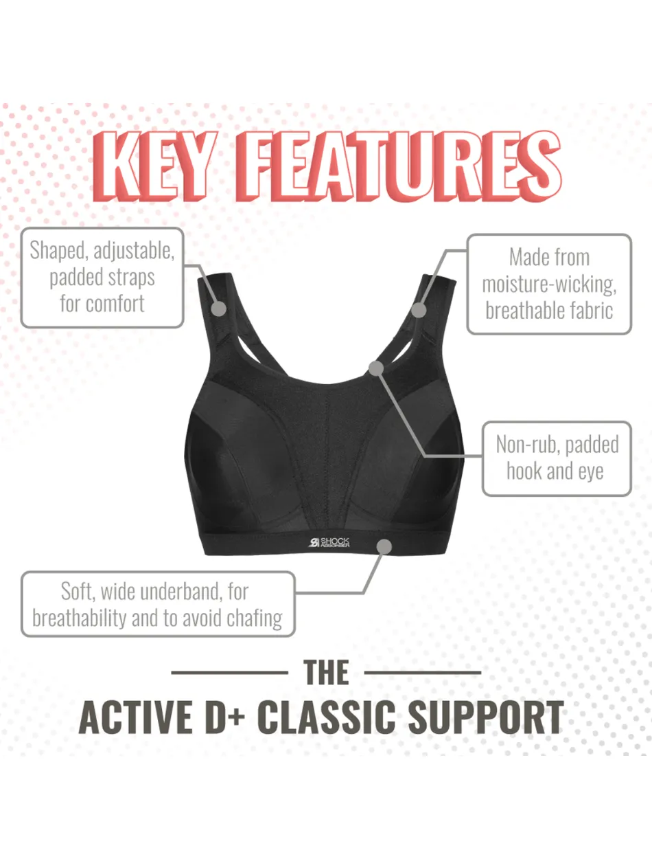 Shock Absorber D  Max Support Sports Bra, Black | High Impact Sports Bra Black