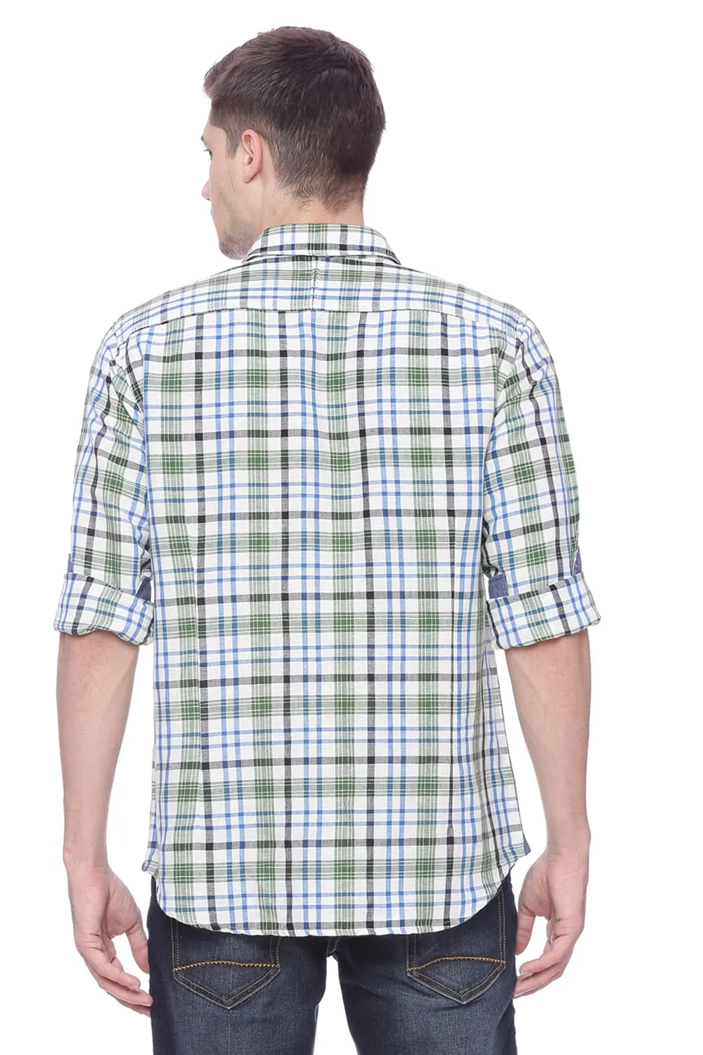 Slim Fit Vineyard Green Checks Shirt