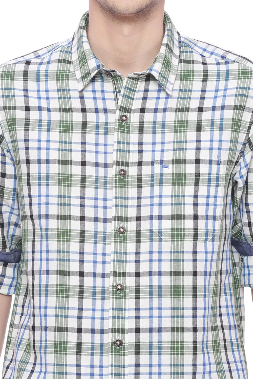 Slim Fit Vineyard Green Checks Shirt