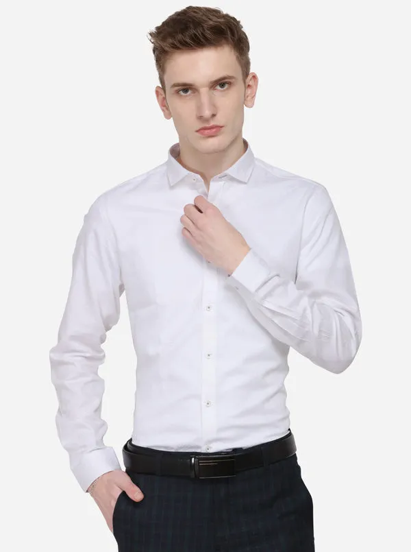 White Printed Slim Fit Party Wear Shirt | Wyre