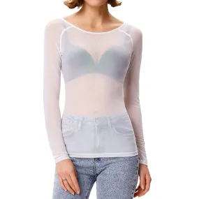 Women's Long Sleeve Sheer Mesh Sheer Top